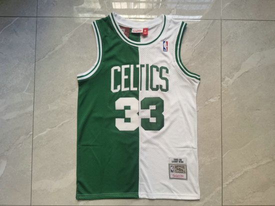 Maillot de Basket #33 Bird Boston Celtics split Vert Blanc